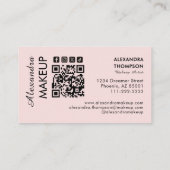 Blush Roze Zwarte Script Foto Make-up Zakelijk Visitekaartje (Achterkant)
