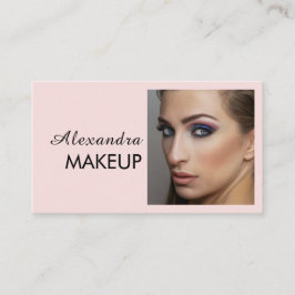 Blush Roze Zwarte Script Foto Make-up Zakelijk Visitekaartje