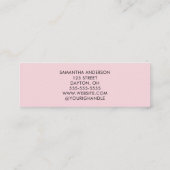 Blush Roze Zwarte Script Foto Nagels Mini  Visitekaartje (Achterkant)