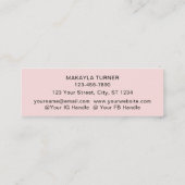 Blush Roze Zwarte Script Foto Nagelstylist Mini Visitekaartje (Achterkant)