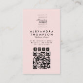 Blush Roze Zwarte Script Foto Qr Code Make-up Visitekaartje (Achterkant)