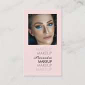 Blush Roze Zwarte Script Foto Qr Code Make-up Visitekaartje (Voorkant)