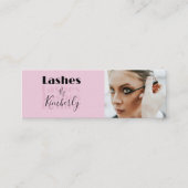 Blush Roze Zwarte Script Foto Wimper Studio Mini Visitekaartje (Voorkant)