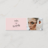 Blush Roze Zwarte Script Foto Wimper Studio Mini Visitekaartje (Voorkant)
