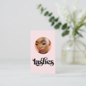 Blush Roze Zwarte Script Foto Wimper Tech Visitekaartje (Staand voorkant)