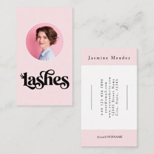 Blush Roze Zwarte Script Foto Wimper Tech Visitekaartje