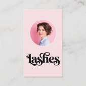 Blush Roze Zwarte Script Foto Wimper Tech Visitekaartje (Voorkant)
