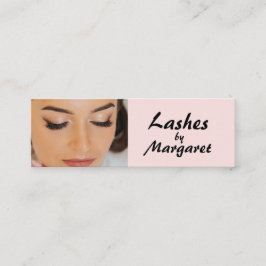 Blush Roze Zwarte Script Foto Wimpers Make-up Mini Visitekaartje