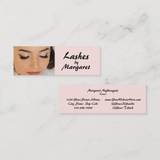 Blush Roze Zwarte Script Foto Wimpers Make-up Mini Visitekaartje