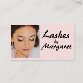 Blush Roze Zwarte Script Foto Wimpers Make-up Visitekaartje