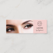 Blush Roze Zwarte Script Foto Wimpers Mini Visitekaartje (Voorkant)