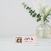 Blush Roze Zwarte Script Foto Wimpers Mini Visitekaartje (Staand voorkant)