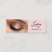 Blush Roze Zwarte Script Foto Wimpers Mini Visitekaartje (Voorkant)