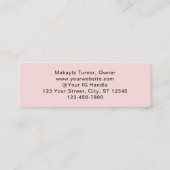 Blush Roze Zwarte Script Foto Wimpers Mini Visitekaartje (Achterkant)