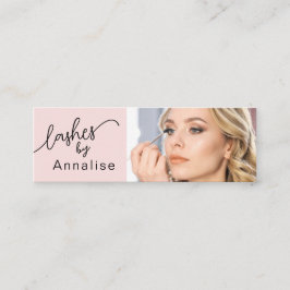 Blush Roze Zwarte Script Foto Wimpers Mini Zakelij Visitekaartje