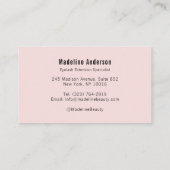 Blush Roze Zwarte Script Foto Wimpers Studio Visitekaartje (Achterkant)
