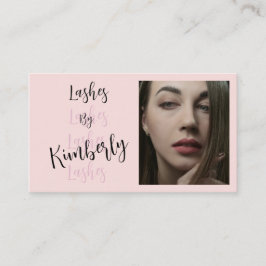 Blush Roze Zwarte Script Foto Wimpers Visitekaartj Visitekaartje