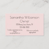 Blush Roze Zwarte Script Foto Wimpers Visitekaartje (Achterkant)