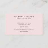 Blush Roze Zwarte Script Foto Wimpers Visitekaartje (Achterkant)