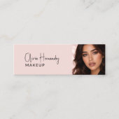 Blush Roze Zwarte Script Fotogrime Mini Visitekaartje (Voorkant)