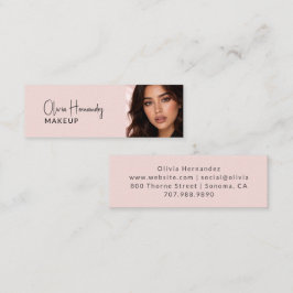 Blush Roze Zwarte Script Fotogrime Mini Visitekaartje