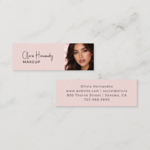 Blush Roze Zwarte Script Fotogrime Mini Visitekaartje
