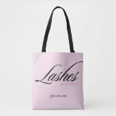 Blush Roze Zwarte Script Handvat Wimpers Zakelijk Tote Bag (Voorkant)