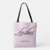 Blush Roze Zwarte Script Handvat Wimpers Zakelijk Tote Bag (Achterkant)