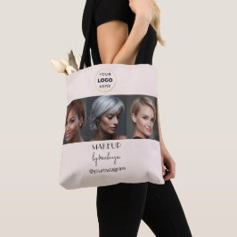 Blush Roze Zwarte Script Logo Foto Make-up Studio Tote Bag