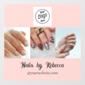 Blush Roze Zwarte Script Logo Foto Nagelstudio Raamsticker (Vel)