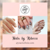 Blush Roze Zwarte Script Logo Foto Nagelstudio Raamsticker (Vel 2)