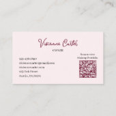 Blush Roze Zwarte Script Make-up Visitekaartje (Achterkant)