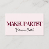 Blush Roze Zwarte Script Make-up Visitekaartje (Voorkant)
