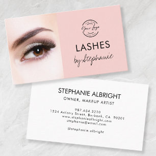 Blush Roze Zwarte Script Photo Wimpers Studio Visitekaartje