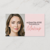 Blush Roze Zwarte Script Qr Code Social Icon Make- Visitekaartje (Voorkant)