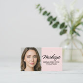 Blush Roze Zwarte Script Qr Code Social Icon Make- Visitekaartje (Staand voorkant)