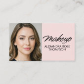 Blush Roze Zwarte Script Qr Code Social Icon Make- Visitekaartje (Voorkant)