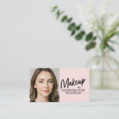 Blush Roze Zwarte Script Qr Code Social Icon Make- Visitekaartje (Staand voorkant)