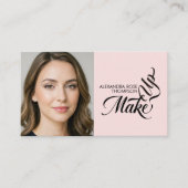 Blush Roze Zwarte Script Qr Code Social Icon Make- Visitekaartje (Voorkant)
