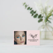 Blush Roze Zwarte Script Qr Code Social Icon Make- Visitekaartje (Staand voorkant)