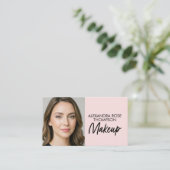 Blush Roze Zwarte Script Qr Code Social Icon Make- Visitekaartje (Staand voorkant)