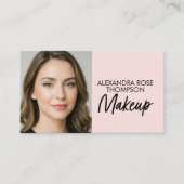 Blush Roze Zwarte Script Qr Code Social Icon Make- Visitekaartje (Voorkant)