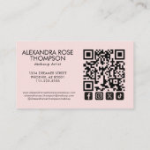 Blush Roze Zwarte Script Qr Code Social Icon Make- Visitekaartje (Achterkant)