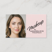 Blush Roze Zwarte Script Qr Code Social Icon Make- Visitekaartje (Voorkant)