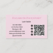 Blush Roze Zwarte Script Sociale Icoon QR Code Wim Visitekaartje (Achterkant)