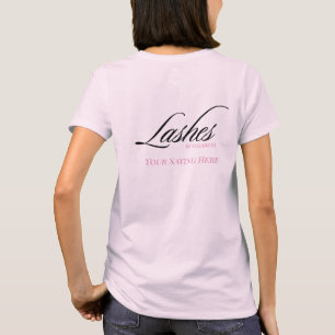 Blush Roze Zwarte Script Wimpers Studio Personeel T-shirt