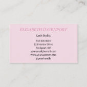 Blush Roze Zwarte Script Wimpers Visitekaartje (Achterkant)