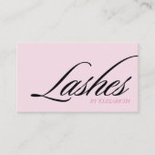 Blush Roze Zwarte Script Wimpers Visitekaartje (Voorkant)