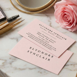 Blush Roze Zwarte Script Wimpers Visitekaartje