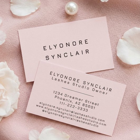 Blush Roze Zwarte Script Wimpers Visitekaartje